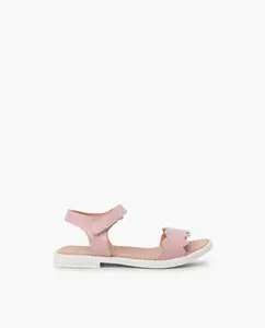 Закрытые кожаные босоножки для девочек с ремешками в форме сердца Pisamonas, розовый