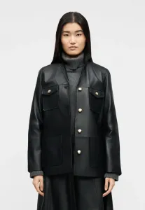 Куртка-Рубашка с золотыми пуговицами, кожаная куртка Studio Id, Black