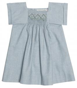 Платье Baby Pais из хлопкового твила и шерсти Bonpoint, Bleu Gris