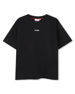 Детская хлопковая футболка Hugo, черный