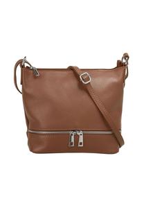 Сумка через плечо, натуральная кожа, производство Италия Cluty, коричневый