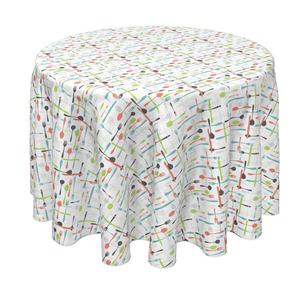 Круглая скатерть, 100% полиэстер, круглая 90 дюймов, кухонные столовые приборы в стиле ретро