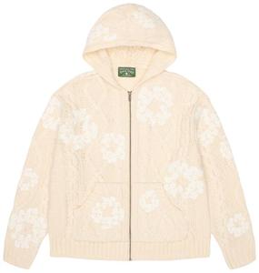 Джинсовый свитер с хлопковым венком и застежкой-молнией в стиле рыбацкой рубашки Denim Tears, коричневый