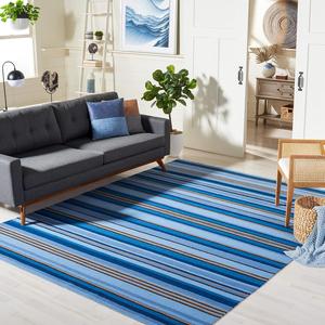 Ковер SAFAVIEH, 275 x 366 см, Striped Kilim Collection Blue/Rust STK601M ручной работы из премиальной шерсти для гостиной, столовой, спальни