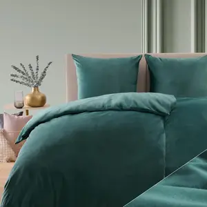 Постельное белье 155x220 и 2 x 80x80 см, кашемировый плюш, цвет петролеум Blumtal