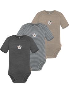 Normani Outdoor Sports Комплект из 3 детских боди с короткими рукавами из мериносовой шерсти, цвет Тауранга, бежевый/серый/антрацитовый