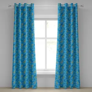 Шторы-люверсы ABAKUHAUS Морская звезда, тематика: морская жизнь, точечный рисунок, вода, океан, декоративные двухпанельные шторы, 280 см x 175 см, цвет: бархатцы, сине-белый Abakuhaus