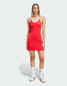 Платье-майка мини Adicolor с тремя полосками Adidas Originals, алый/белый