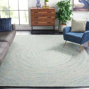 Ковер SAFAVIEH, 267 x 366 см, коллекции Ikat, Ivory & Blue, ручной работы из шерсти, идеален для помещений с высокой проходимостью в гостиной, спальне (IKT635A)