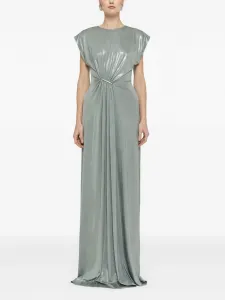 Макси-платье из металлизированной ткани с драпировкой NISSA, зеленый