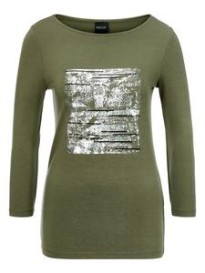 MADELEINE Футболка с принтом, рукава 3/4, цвет авокадо/серебристый