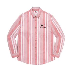 Рубашка Supreme x Nike Cotton Twill Shirt, Pink Stripe