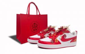 Nike Court Borough 2 Abrasion Resistant Low top Skateboard Shoes Women's Red White