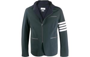 Облегченная технологичная куртка с капюшоном 4 полосы THOM BROWNE, темно-серый