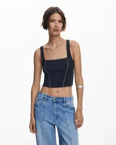 Женская майка на тонких бретелях с ребристой тканью Desigual, черный