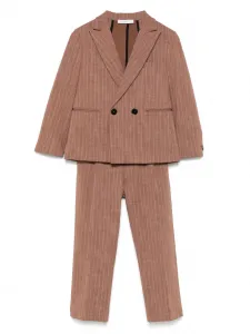 Костюм в тонкую полоску Paolo Pecora Kids, коричневый