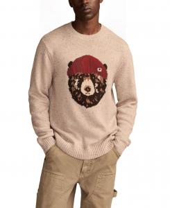 Мужской пуловер с изображением медведя Lucky Brand, Brown/Beige
