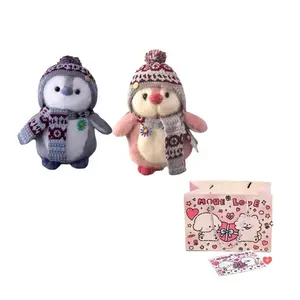 Эльфийский сбегающий пингвин милый шарф шапки и кепки куклы плюшевая кукла 20см высота Ten Thousand Children's Music, розовый