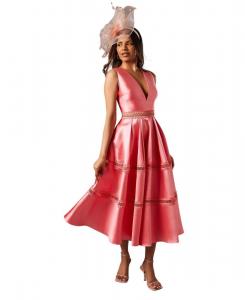 Женское миди-платье из твила с кружевной отделкой Coast, Pink