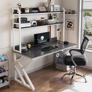 Компьютерный стол Xinmeikai с полкой, 100x60x170 см, белая рама + карбон