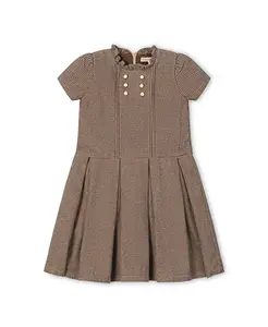 Платье для девочек с заниженной талией и оборками на воротнике из органического материала Hope & Henry, коричневый
