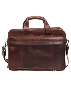 Мужской кожаный портфель Buffalo с двумя отделениями и верхней молнией для ноутбука и планшета 15.6" Mancini, коричневый