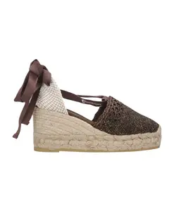 Коричневые сандалии на каблуке, обтянутом веревкой Espadrilles, коричневый
