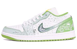 Jordan Air 1 устойчивые к истиранию низкие баскетбольные кроссовки винтаж Unisex White Green