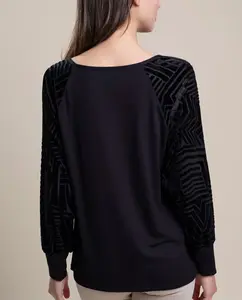 Женская майка с длинными рукавами и макраме Vittoria B. Intimo, черный