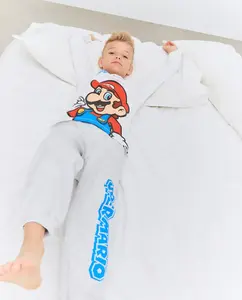 Длинная пижама с принтом Super Mario Bross для мальчика Cotton Juice, белый