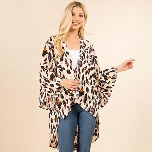 Легкий леопардовый кимоно-пончо с открытым передом TRUEDAMES
