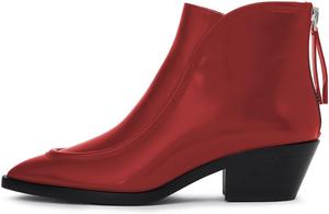 Женские модные ботильоны YDN с заостренным носком, на низком массивном каблуке, с задней молнией, удобные ботинки, стильные для повседневной носки, для платьев, свиданий, деловые и формальные туфли, размеры 4-16 США, Red