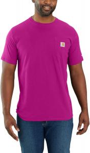 Carhartt мужская футболка 104616 Force Relaxed Fit Midweight с коротким рукавом и карманом, Magenta Agate