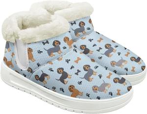 Зимние ботинки до щиколотки для женщин с уютной теплой меховой подкладкой, стелькой с эффектом памяти, для улицы Fuojuvelie, Dachshund