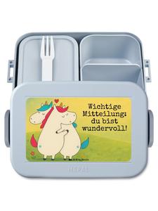 Mr. & Mrs. Panda Дизайн бенто-бокса «Единорог» с надписью в пастельно-голубых тонах