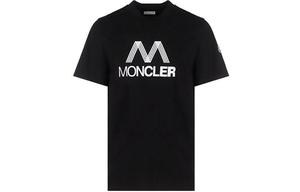 Черная футболка Moncler с логотипом в триколор