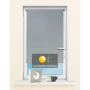 Рулонная штора с боковой регулировкой Рулонная штора 'Ида', защита от света, крепление без сверления, фиксированный размер Защита от света без сверления, защита от посторонних взглядов, защита от солнца Kutti, светло-серый