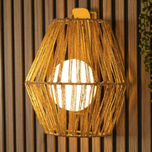 Уличный настенный светильник Newgarden Sisine, коричневый - ротанг - 23 x 25 x 12 см