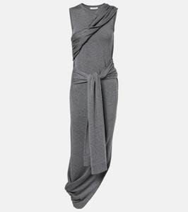 Трикотажное асимметричное платье миди с завязками JW Anderson, Charcoal Melange