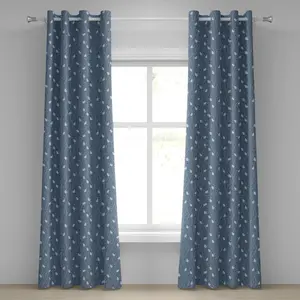 Шторы на люверсах ABAKUHAUS Листья, ветки на джинсовом фоне - современная мода, сочетание природы и ар-деко, декоративные двухпанельные шторы, 280 x 245 см, нежно-голубой цвет Abakuhaus