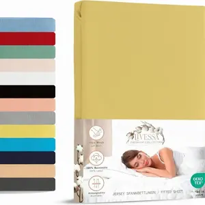 Простыня на резинке джерси 140х200 см 100% хлопок кукурузный желтый