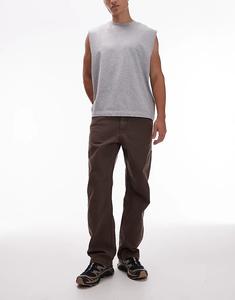 Джинсы Levi's Workwear Capsule унисекс 568 свободного прямого кроя в коричневом цвете с эффектом потертости