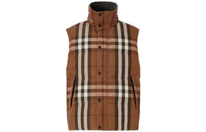 Burberry Складная реверсивная стеганая безрукавка с капюшоном в клетку, Brown