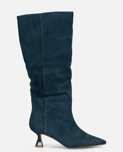 Женские мини-башмачки на каблуке с металлическими деталями Alma en Pena, темно-синий