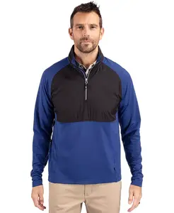 Мужская куртка с застежкой-молнией на четверть длины Adapt Eco Knit Hybrid Recycled Cutter & Buck, синий