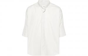 Футболка Ami Mandarin с воротником на пуговицах AMIPARIS, светло-серая