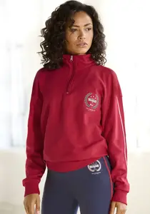 Толстовка H.I.S "loungeshirt", с тройным воротником и вышивкой, костюм для отдыха, красный