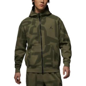 Джордан Спорт Хуп Флис Мужская Дри-ФИТ худи на молнии, оливковый зеленый