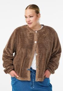 Флисовая куртка Zizzi Fleece jacket, Fossil/Brown