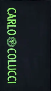 Пляжное полотенце CARLO COLUCCI "Tomaso" (1 шт.) с привлекательным логотипом Carlo Colucci и надписью неоново-зеленого цвета 100х180 см (1 шт.), цвет schwarz-neongrün